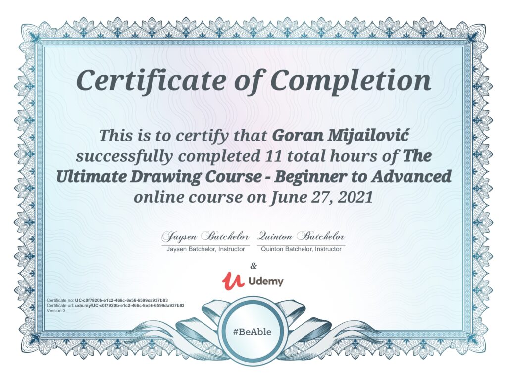 Udemy certificate